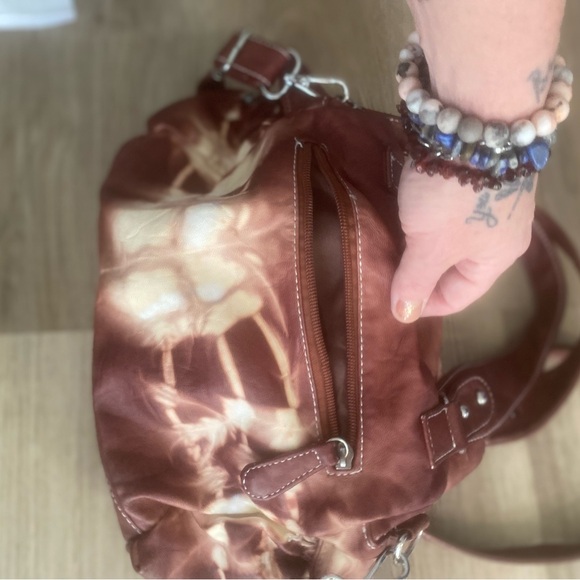 Never used gorgeous leather maroon and white purse. Perfect condition. - Picture 8 of 13